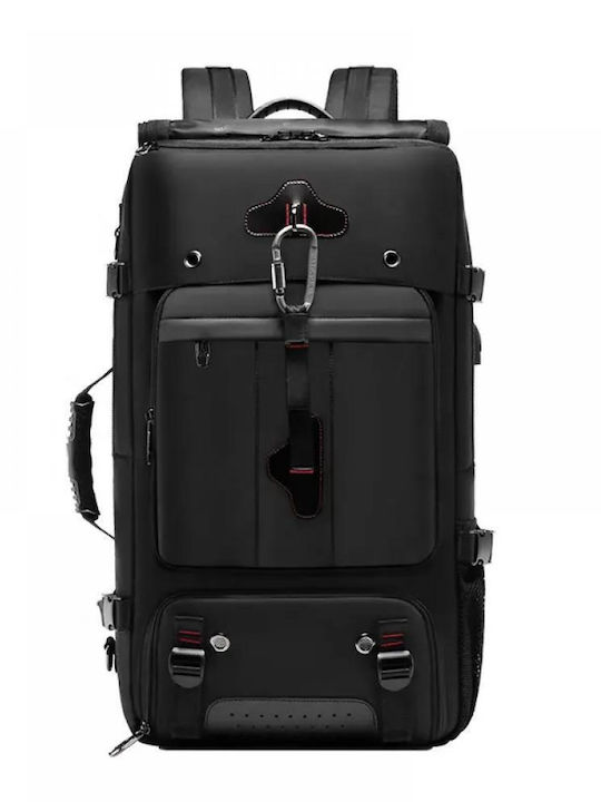Hiking Backpack Minglu Usb Port Waterproof Ergonomic Expandable 56-77 3 Carrying Modes Unisex Black