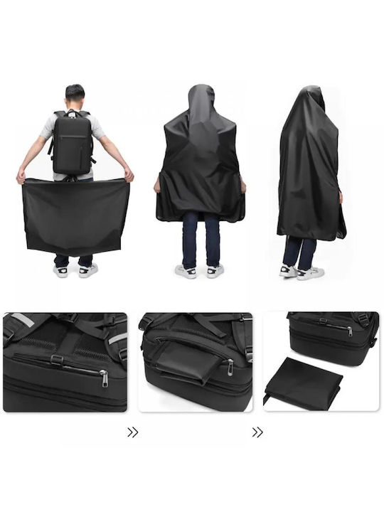 Rucsac Multifuncțional Minglu Compatibil cu Laptop de 17 inci Tabletă de 7,9 inci Extensibil 20-39l Port USB Impermeabil Unisex Spațios Husă de Ploaie Inclusă Negru