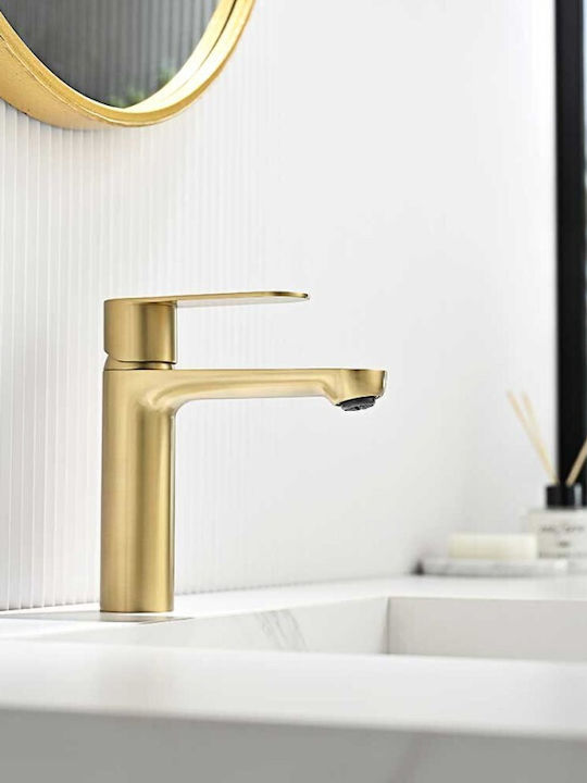 Inter Ceramic Trento Icf 111320 Mixer Brush Gold Sink Standing 17 Cm Golden