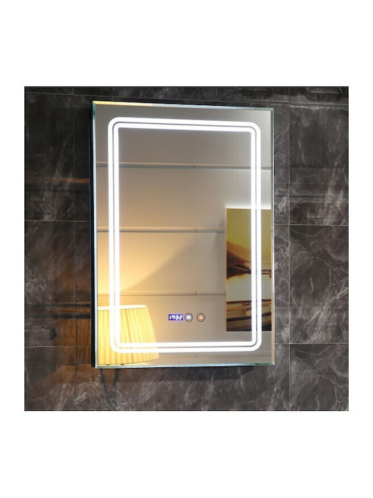 Inter Ceramic Icl 1791 Mirror Bathroom Led Lighting Touch Screen Clock Temperature Indicator Anti-fog System