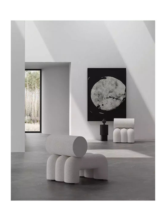 Foku Chair Bouclé Πολυθρόνα Άσπρο 92x60x70cm