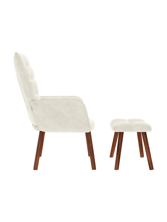 Sessel mit Fußhocker Samt Crem 61.5x69x95.5cm