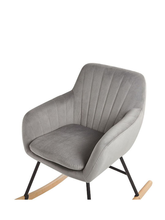 Rocking Armchair Swivel with Footstool Szary 40x40x82cm
