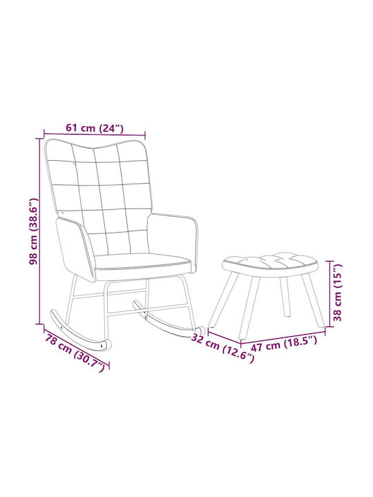 Rocking Armchair with Footstool Pink 61x78x98cm