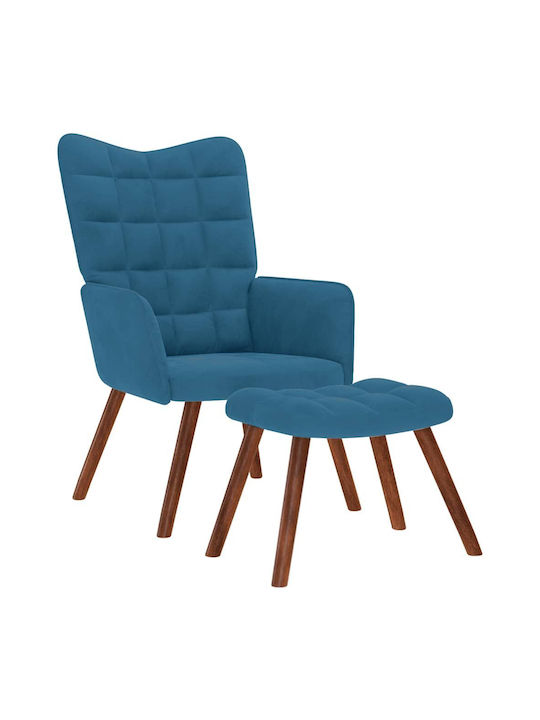 Bergère with Footstool Blue 61.5x69x95.5cm