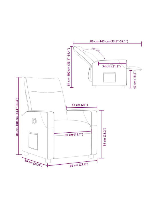 Relax Armchair with Footstool Taupe 50x54x100cm