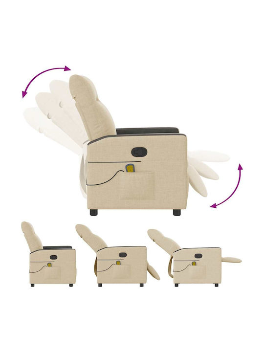 Πολυθρόνα Relax Massage με Υποπόδιο Κρεμ 50x54x100cm