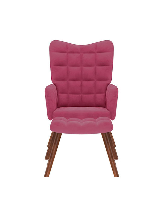Ohrensessel mit Fußhocker Samt Bordeaux, Red 61.5x69x95.5cm