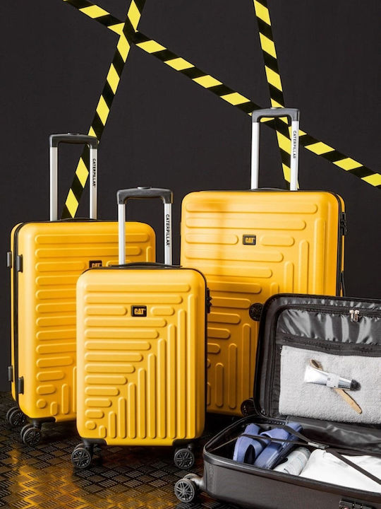 CAT Rockford Hard Yellow Suitcases With 4 Wheels Set 3 Pieces