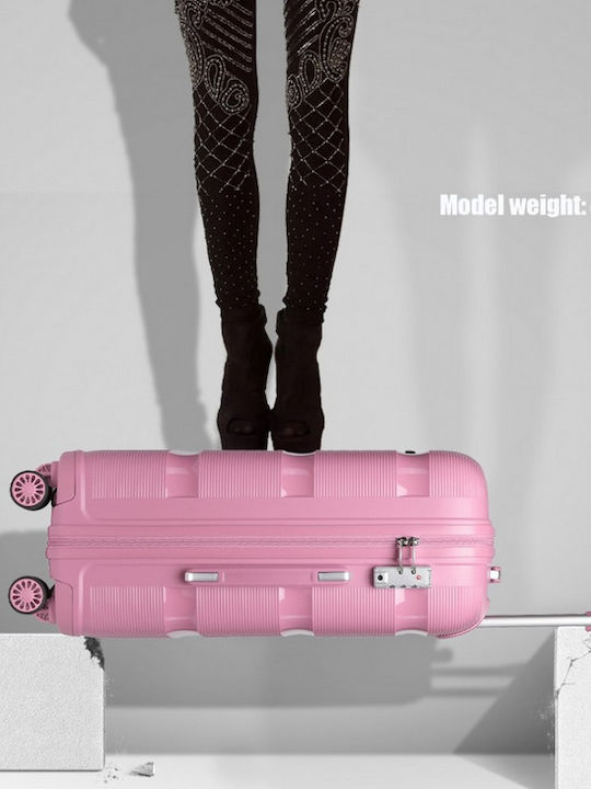 Miss Lulu Βαλίτσες Ταξιδιού Σκληρές Pink με 4 Ρόδες Σετ 3τμχ