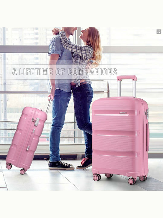 Miss Lulu Βαλίτσες Ταξιδιού Σκληρές Pink με 4 Ρόδες Σετ 3τμχ