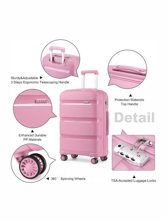 Miss Lulu Βαλίτσες Ταξιδιού Σκληρές Pink με 4 Ρόδες Σετ 3τμχ
