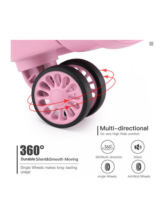 Miss Lulu Βαλίτσες Ταξιδιού Σκληρές Pink με 4 Ρόδες Σετ 3τμχ
