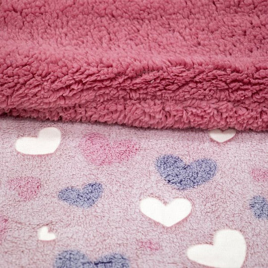 Lino Home Κουβέρτα Κούνιας Fleece Ροζ 110x150εκ.
