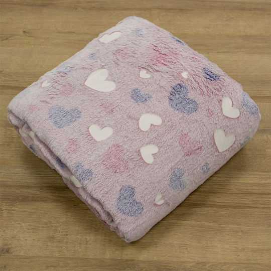 Lino Home Κουβέρτα Κούνιας Fleece Ροζ 110x150εκ.