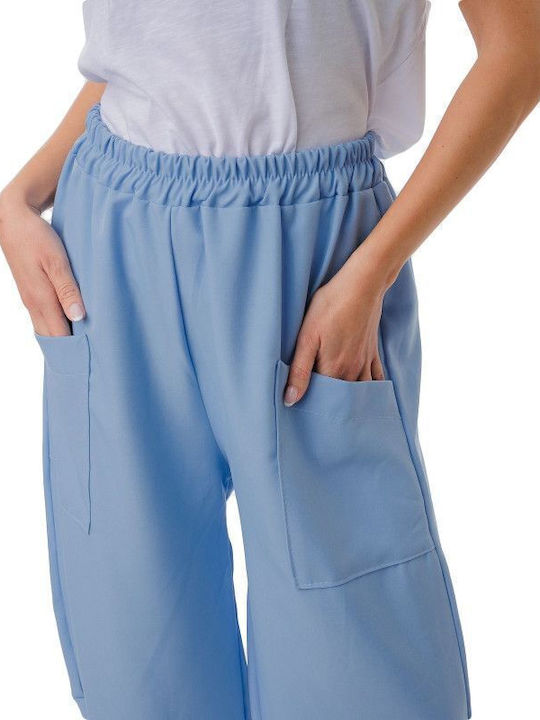 Light Blue Wide-Leg Trousers