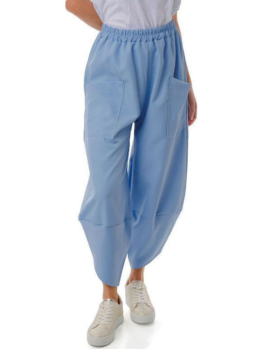 Light Blue Wide-Leg Trousers