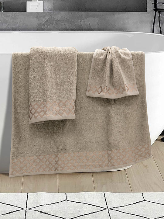 Lino Home 3pc Bath Towel Set Nalbe Beige Weight 510gr/m²