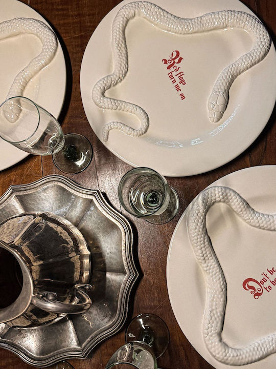 Incartato Ceramics The Forbidden Collection Διακοσμητική Πιατέλα Στρογγυλή Κεραμική Εκρού 28x28εκ.