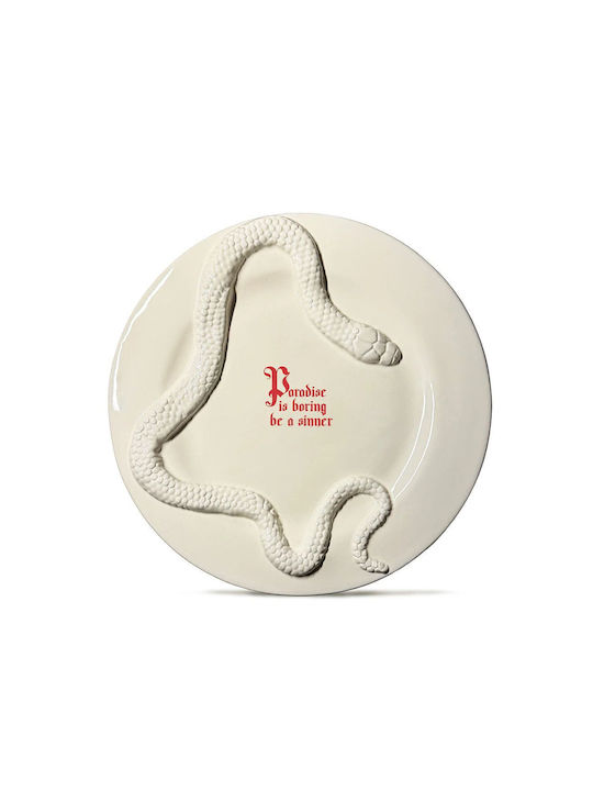 Incartato Ceramics The Forbidden Collection Dekorative Platte Rund Keramik Ecru 1Stück 28x28cm