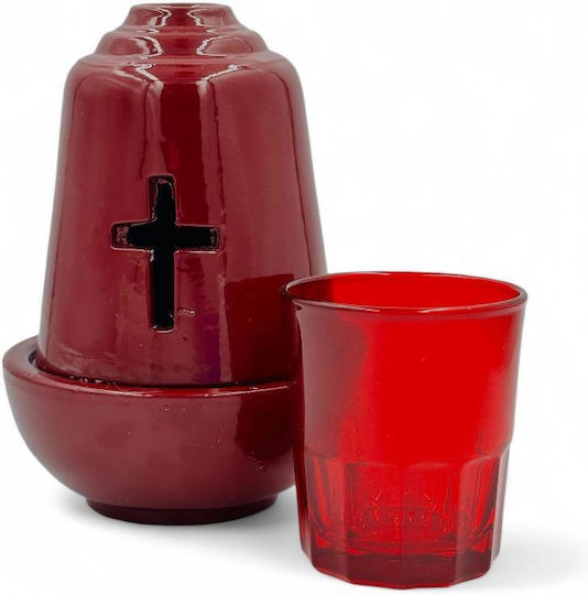 Keramik-Vigil-Öllampe Roter Becher Maße 15*10,5 cm