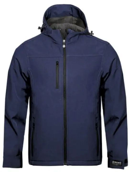 Fageo Μπουφάν Εργασίας Softshell με Επένδυση Fleece και με Κουκούλα Μπλε