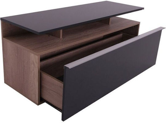 TV Stand Wooden Temano Black Gloss-Walnut L117xW40xH48cm