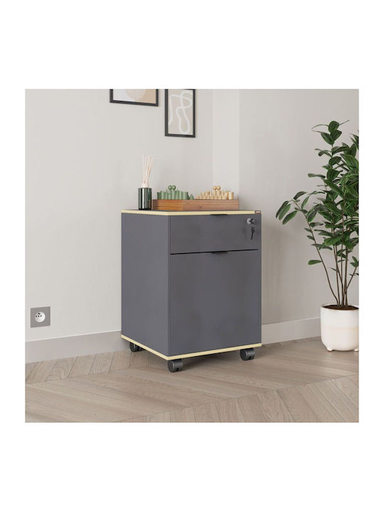 Taker Office Storage Chipboard Drawer with Wheels & Drawers Charcoal L41xW45xH61cm