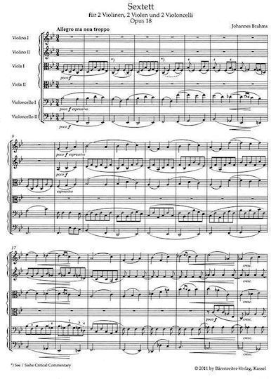 Brahms Sextet In Bb Major Op.18 Pocket Score