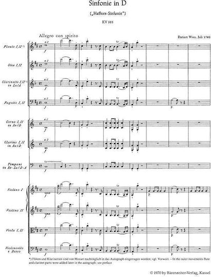 Mozart Simfonia în Re major Nr.35 Kv385 Partitură de buzunar