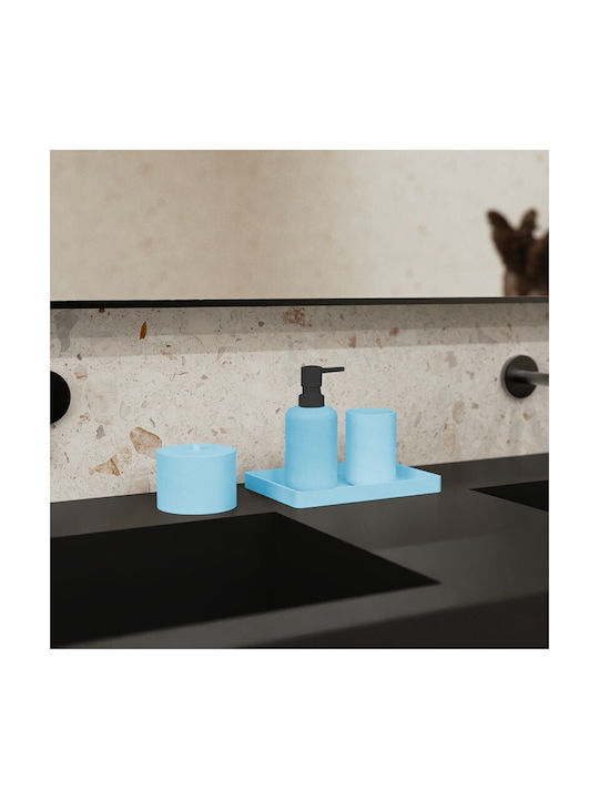 Inter Ceramic Sky Cotton Cotton Swabs Box Icca 55655 Blue Freestanding Polyresin 10.1x8cm Matte Sky Blue