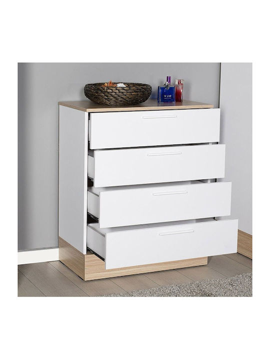 Pelita Wooden Chest of Drawers Λευκή-oak 72x40x88cm