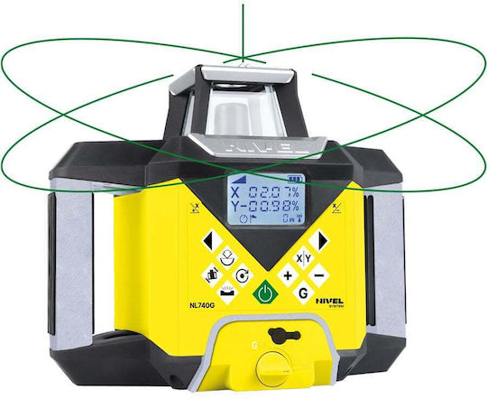 Sistem de Nivelare cu Laser Rotativ Digital Nl740g Fascicul Verde Planuri Verticale Orizontale Pante Rază de Acțiune Până la 700 m Auto-nivelare