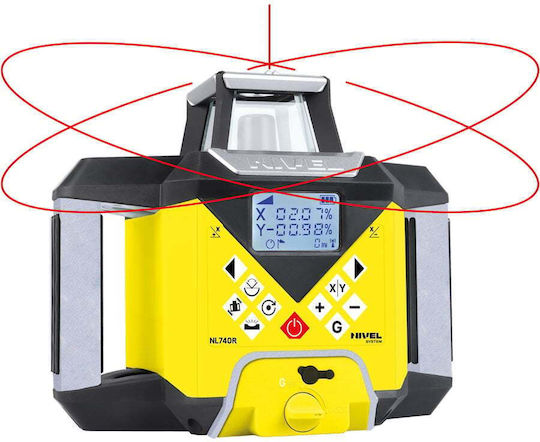 Nl740r Digital Rotary Laser Level System Red Beam Vertical Horizontal Planes Slopes Range Up To 700 M Self-leveling