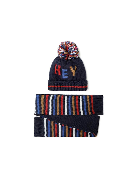 Minoti Kids Beanies Set with Scarf Knitted Multicolored