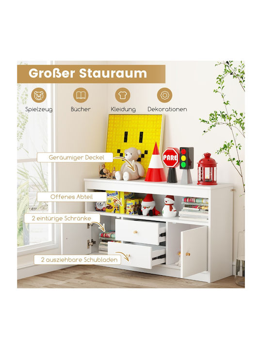 Παιδική Συρταριέρα Λευκή με 2 Συρτάρια 106x30x62εκ.