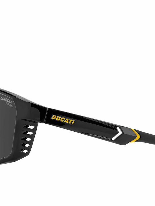 Carrera Carduc Male Sunglasses With Black Horn-Rimmed Frame And Grey Lens 051/S 71C/2K