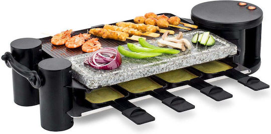HKoenig Επιτραπέζια Ηλεκτρική Ψησταριά Raclette Λείας και Αυλακωτής Πλάκας 1200W Ανοξείδωτη