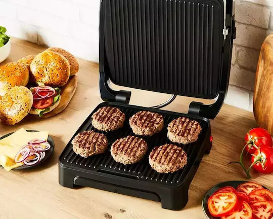 Tefal INICIO Tabletop Grătar Electric Placă Striată 2000W cu Capac și Termostat Reglabil