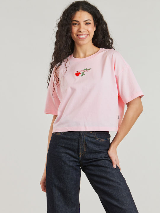 Γυναικείο Oversized Crop T-shirt Ροζ