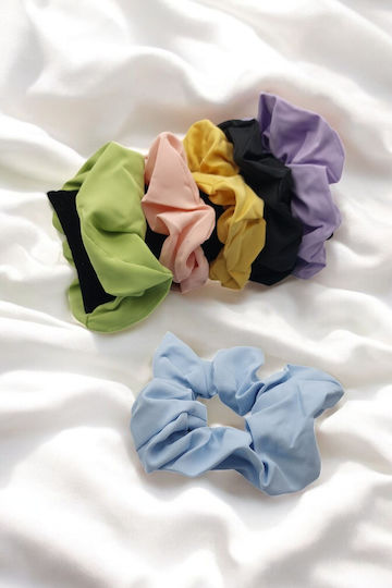 Λαστιχακι Μαλλιων Scrunchie Μονοχρωμο Γαλαζιο