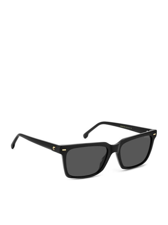 Carrera Unisex Sunglasses With Black Horn-Rimmed Frame And Grey Lens