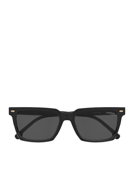 Carrera Unisex Sunglasses With Black Horn-Rimmed Frame And Grey Lens