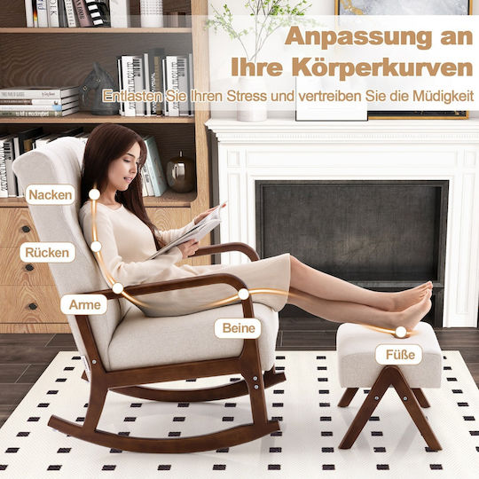 Schaukelstuhl mit Fußhocker Beige 65x97x104cm