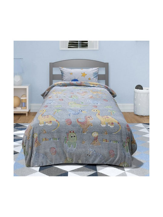 Lino Home Κουβέρτα Fleece Φωσφορίζουσα Γκρι|γαλάζιο 160x220εκ.