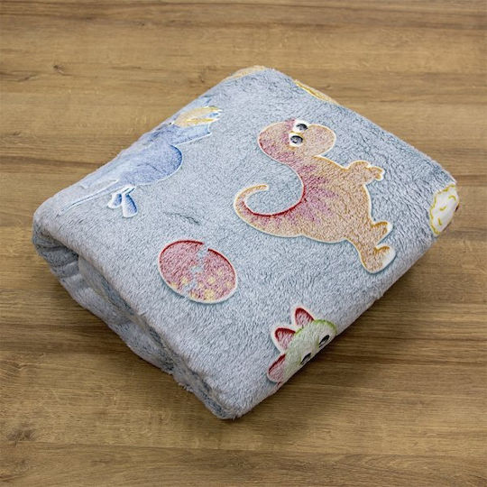 Lino Home Κουβέρτα Fleece Φωσφορίζουσα Γκρι|γαλάζιο 160x220εκ.