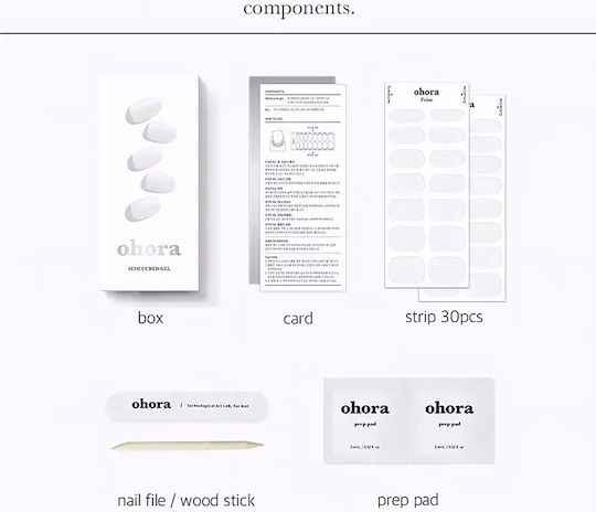 Ohora Gel Nail Stickers Clean White Shade Nb-048 Quantity 1
