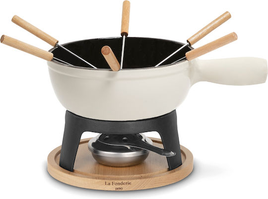 HKoenig Mont Blanc Vas pentru Fondue cu lumină de ceai Din fonta Alb 21x21x17buc