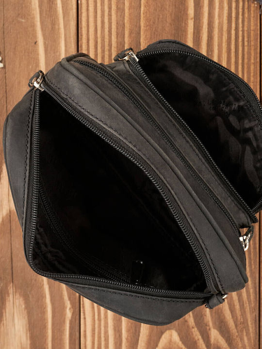 Leder Herrentasche Schulter / Crossbody Schwarz