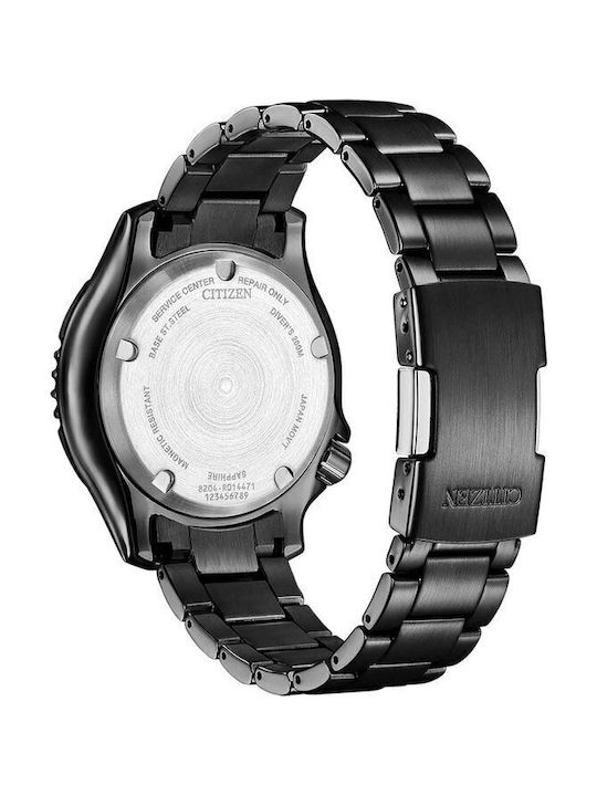 Citizen Promaster Mechanical Ανδρικό Ρολόι Αυτόματο με Μαύρο Μεταλλικό Μπρασελέ